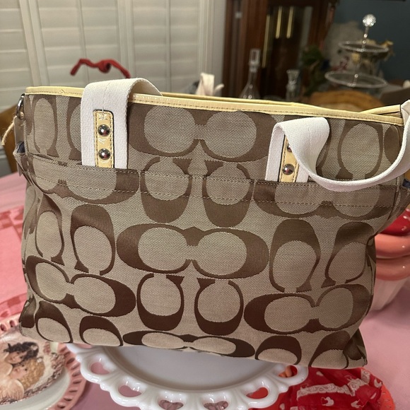New! Coach Brown Canvas Diaper Bag - Picture 10 of 13